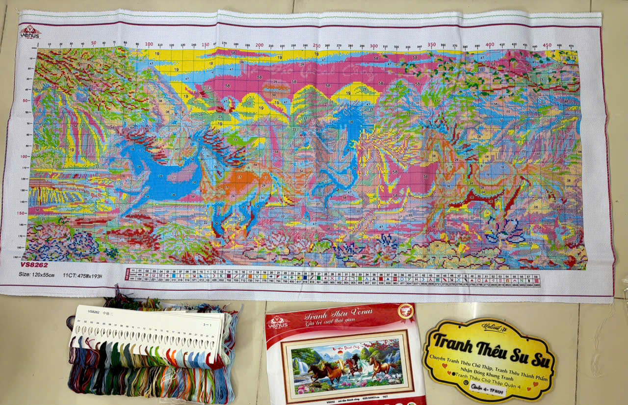 Tranh thêu kín Mã đáo thành công vs8262, kích thước 120 x 55 cm