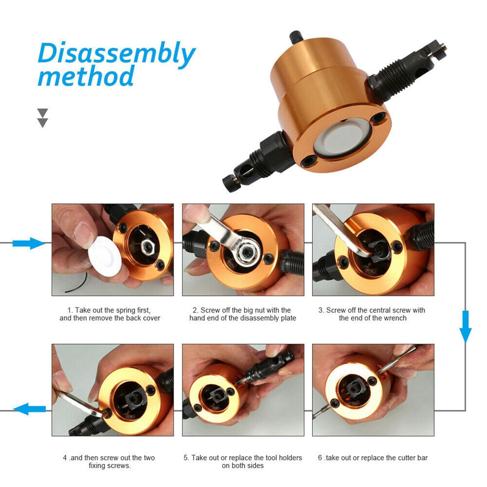 Power Drill Attachment Double Head Metal Nibbler Cutting Cutter Gold