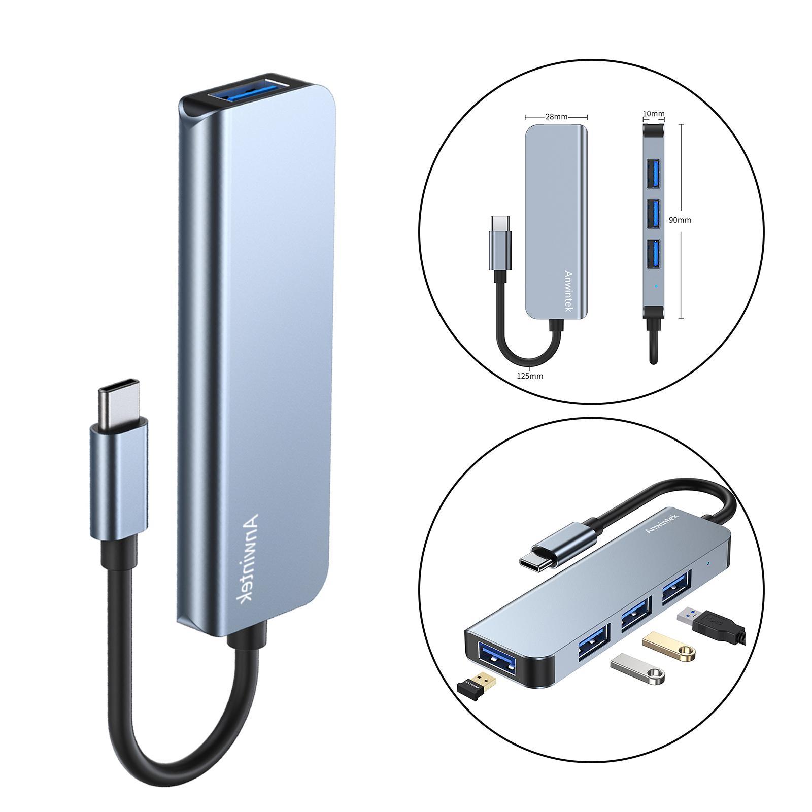 Aluminum Slim to USB 3.0 USB 2.0 4 Port Hub Adapter
