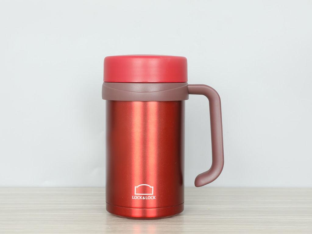 Bình Giữ Nhiệt Lock&amp;Lock New Basic Table màu đỏ LHC4026RR 500ml - Hàng chính hãng, nắp bình 3 lớp tiện lợi - JoyMall