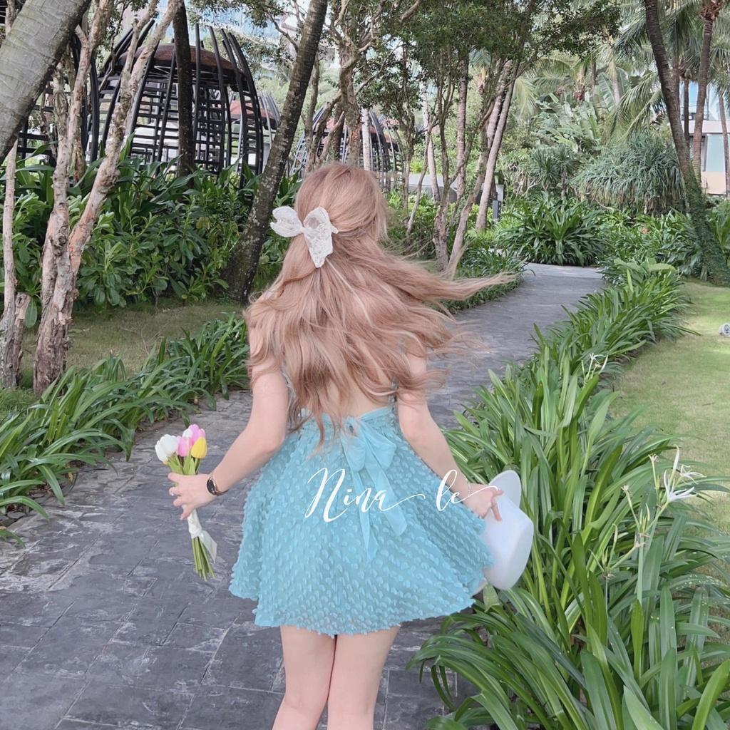 Đầm nữ hai dây dáng xòe lông vũ xinh xắn dạo phố, đi biển với 3 màu sắc