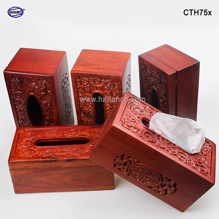 Hộp giấy ăn gỗ Hương, Long Phụng sum vầy loại to hàng đẹp - Mang lại tài lộc cho gia chủ