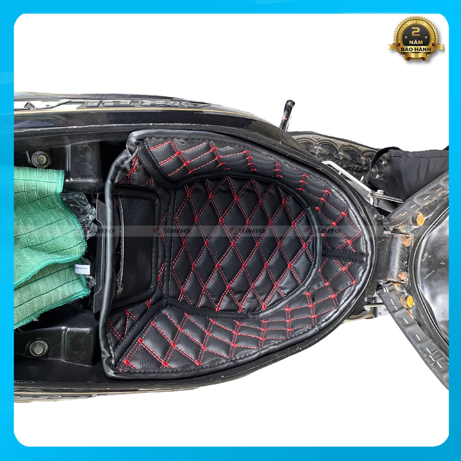 Lót Cốp Alano Xe AirBlade 2016-2022 Da Cao Cấp Cách Nhiệt, Chống Sốc, Chống Nước, Giữ Vệ Sinh Cho Vật Dụng Trong Cốp Xe, Dành Cho Mọi Đời Xe, Màu Da Đen, Da Kem Sang Trọng