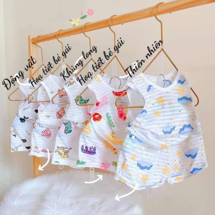 Đồ Bộ Ba Lỗ Chất Cotton Tre Cho Bé Trai và Bé Gái Từ sơ sinh đến 16kg