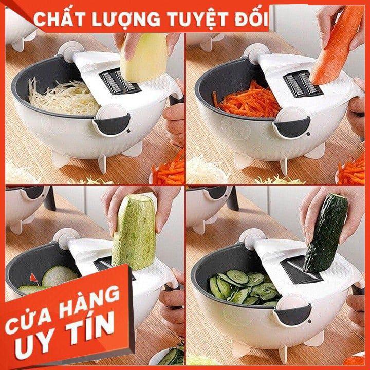 Bộ Nạo Rau Củ Đa Năng Kèm Rổ Đựng và Chậu 9 in 1, Bào Rau Củ Quả Tiện Lợi Kiểu Dáng Sang Trọng