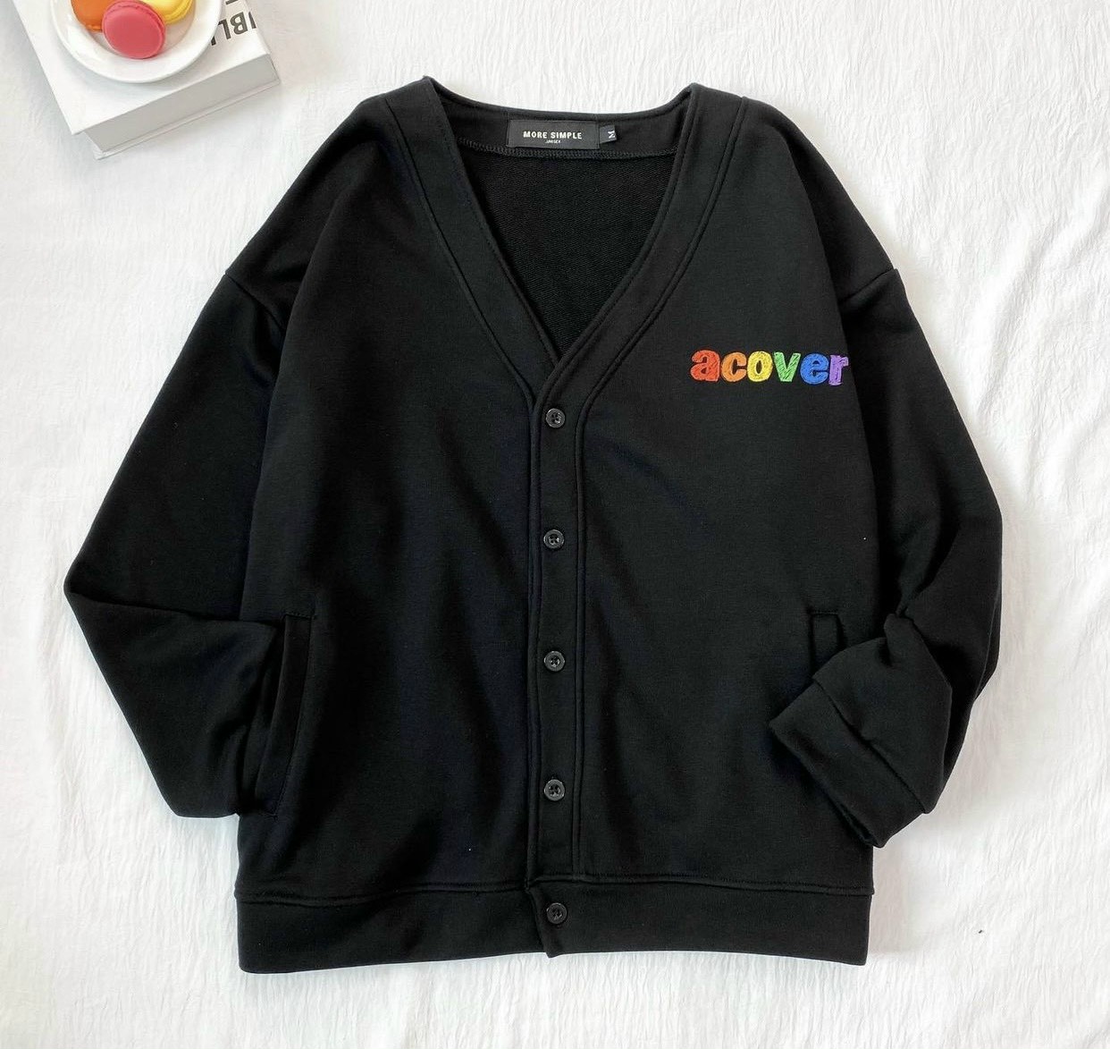 Áo Cardigan khoác ngoài nữ ACOVER, Áo khoác ngoài CARDIGAN ACOVER form rộng nam nữ, Áo Khoác Nỉ Cardigan Jacket UNCOVER Crayon Bút Sáp Full Tag Vải Unisex Nam Nữ 2 Màu KÈM VIDEO VÀ ẢNH THẬT