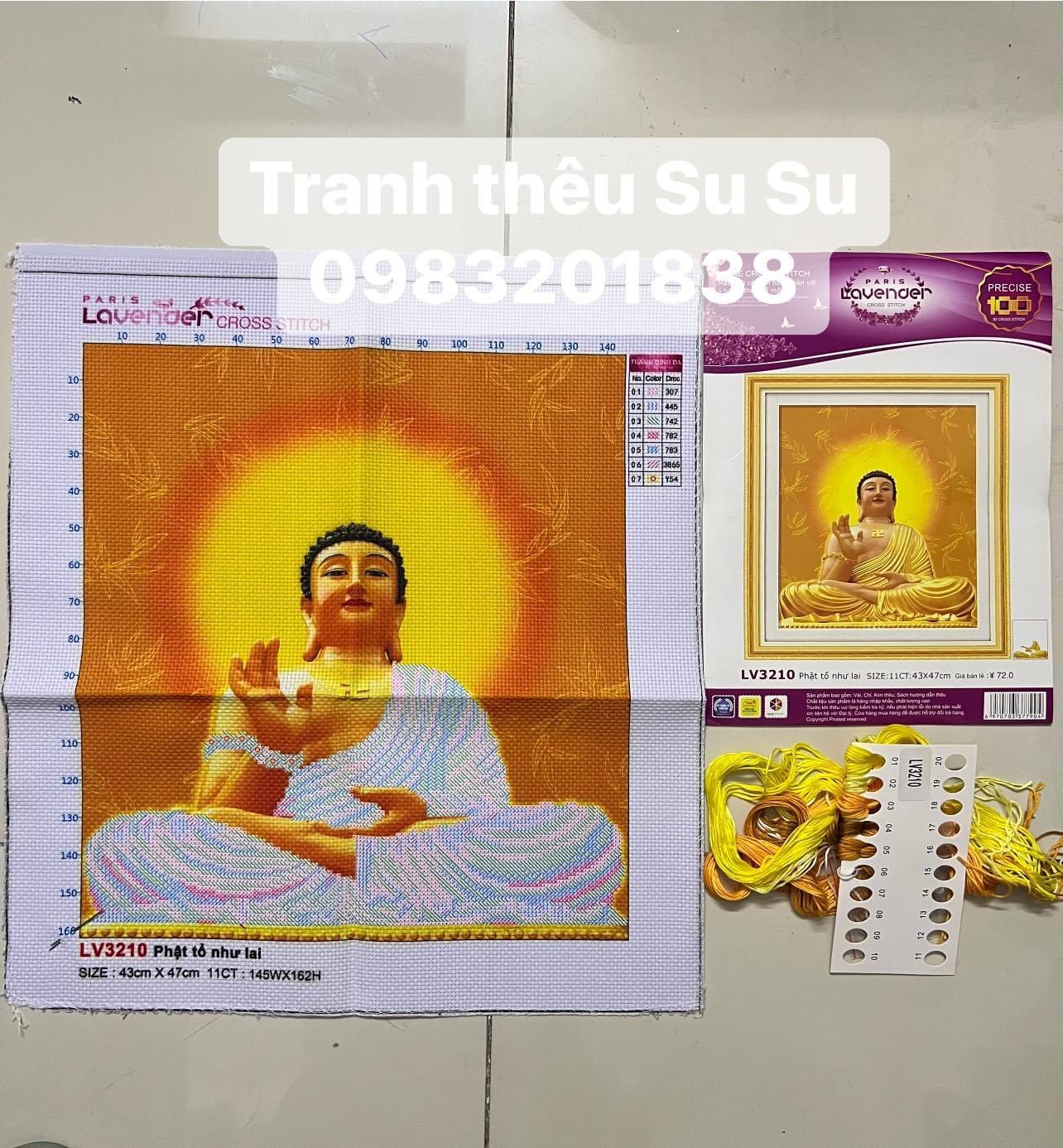 Tranh thêu chữ thập Phật Như Lai LV3210, kích thước 43 x 47 cm