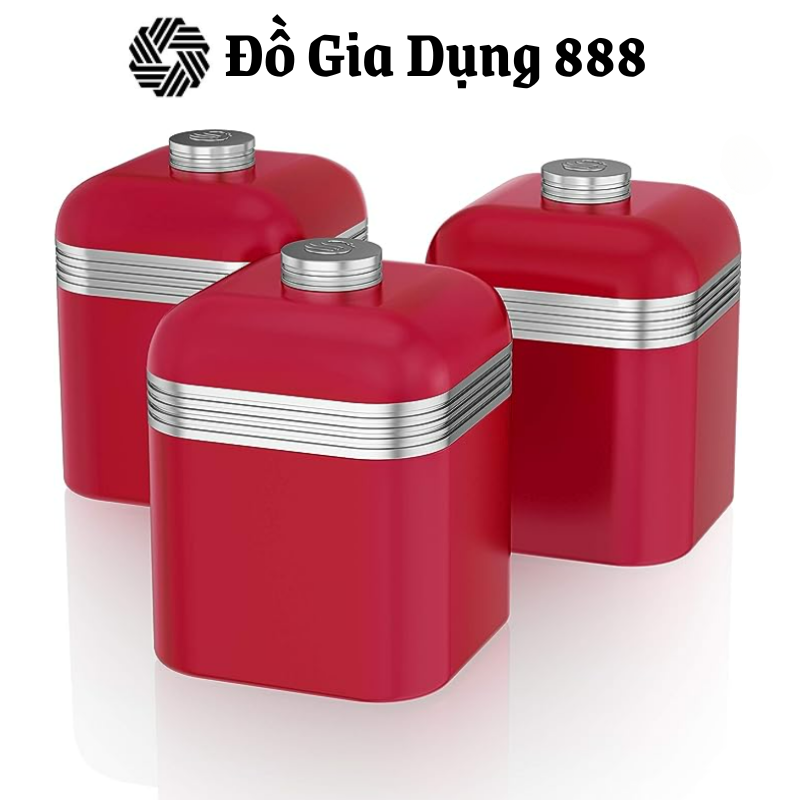 Set 3 Hộp Đựng Đường, Cà Phê Swan Retro, Set Hũ Đựng Thực Phẩm, Gia Vị Nhà Bếp, Thiết Kế Sang Trọng, Nhập Đức