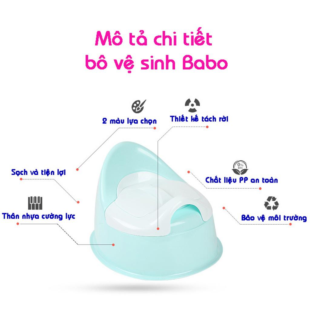 Bô Ngồi vệ sinh Trẻ em bằng nhựa cho bé Trai, bé Gái Có nắp và tựa lưng, khay tách rời dễ dàng cọ rửa từ 1 tuổi BABO TBB103