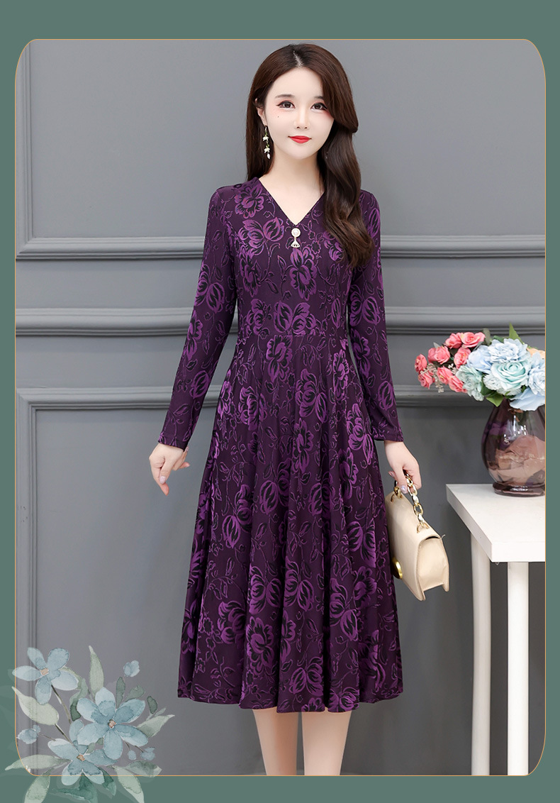 Váy Hoa Dài Che Bụng Cổ V Thanh Lịch Cho Mẹ VH17 - Hàng Quảng Châu Cao Cấp