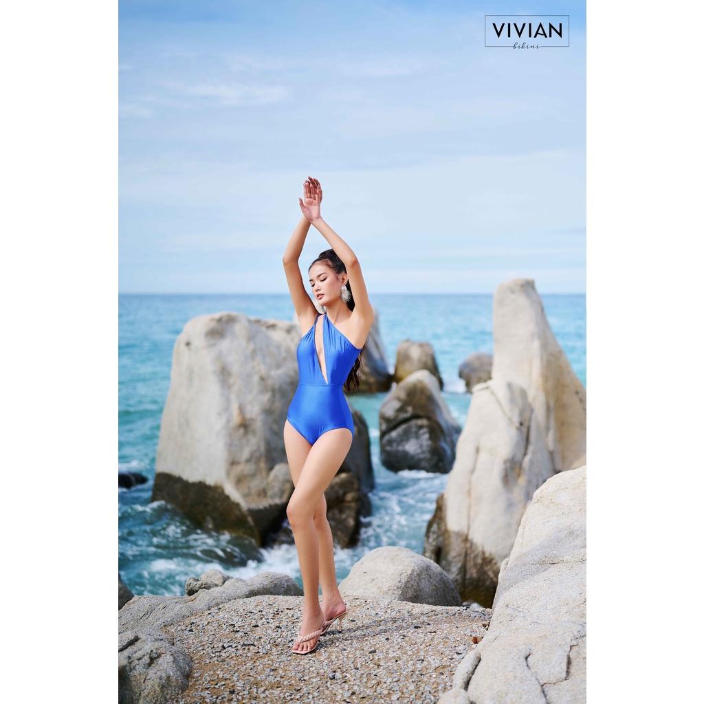 Đồ bơi nữ cao cấp  dạng Một mảnh áo lệch vai, quai áo kép cách điệu - màu Xanh Navy - VS184_NV