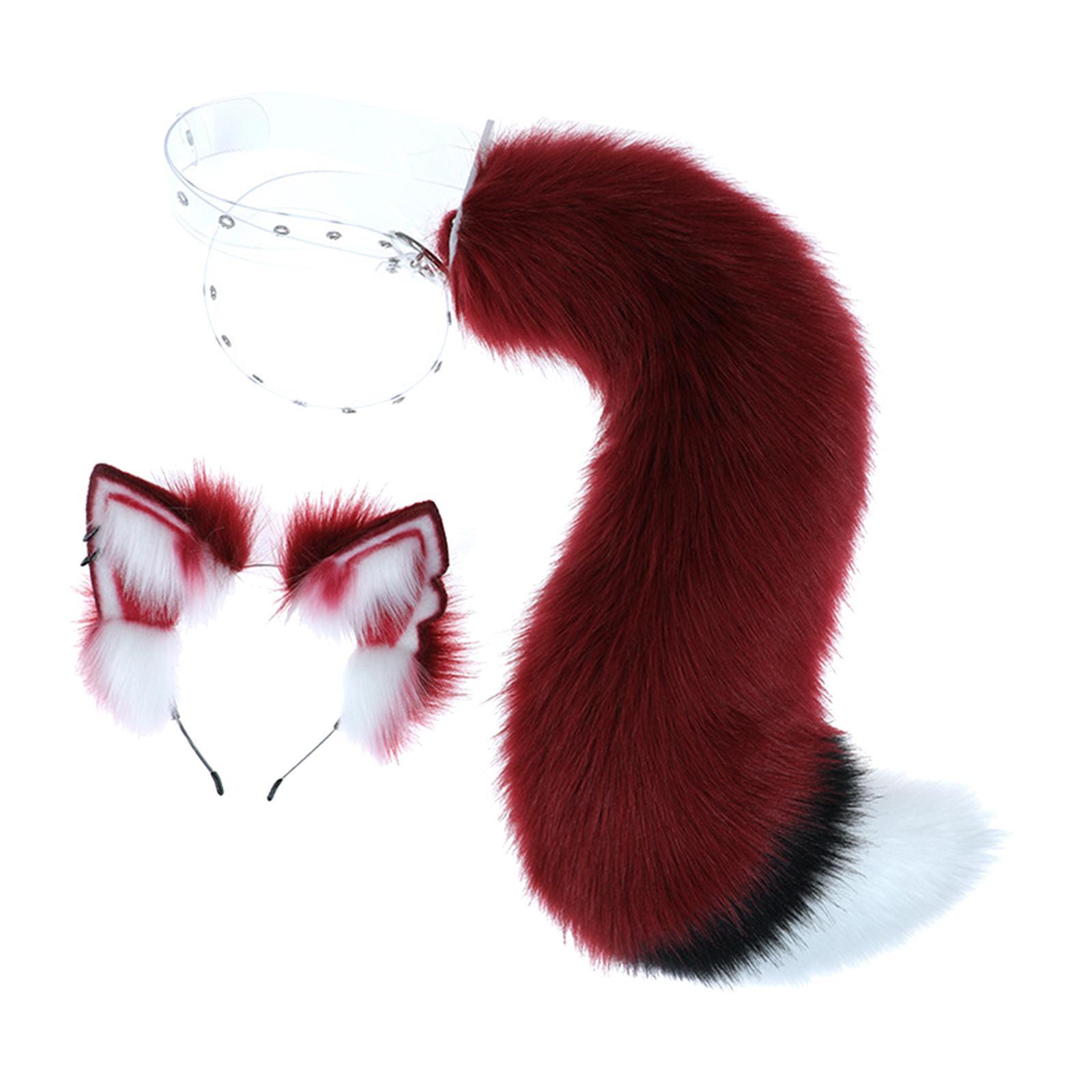 Wolf Ears and Tail Set Costume Accessories Hair Clip for Performance Halloween
