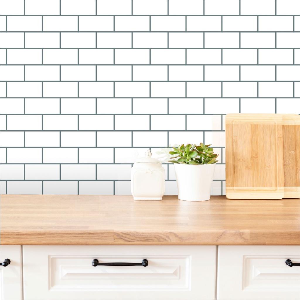 Giấy Dán Bếp chịu nhiệt chống dầu mỡ, dễ lau chùi, decal dán tường bếp giả gạch men Hàng Cao Cấp