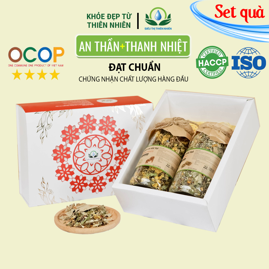 Hộp quà tặng trà hoa cao cấp - Set 4: Vô ưu mộc trà, Thanh can mộc trà