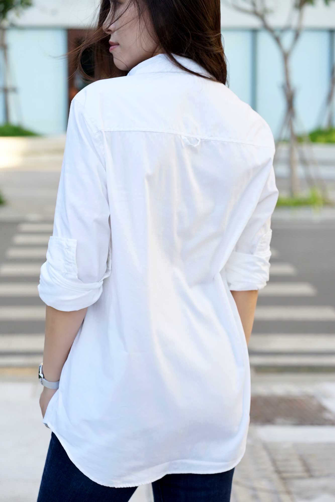 Áo Sơ Mi Trắng Oversized Tay Dài - White Oversized Button Down Shirt