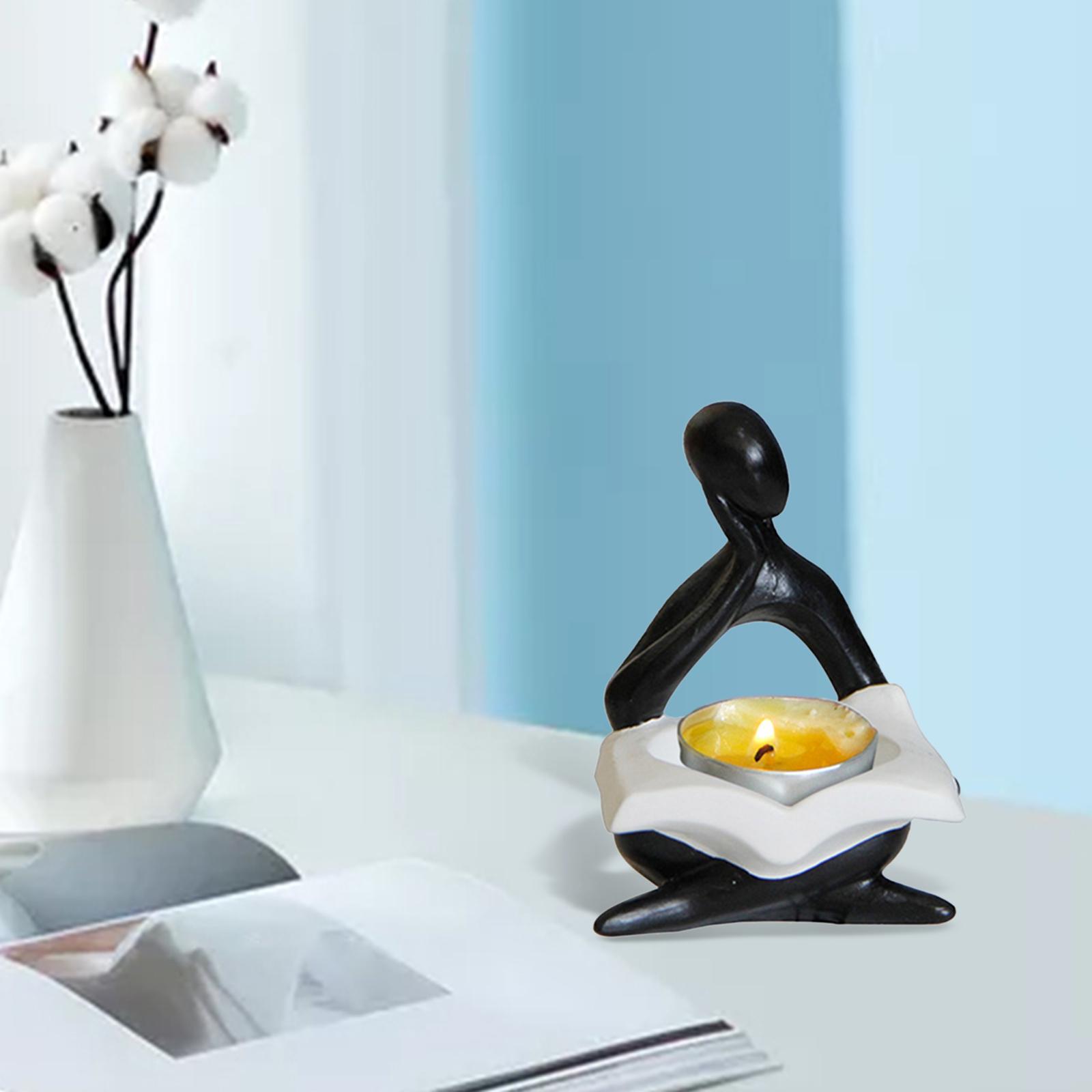 Nordic Candle Holder Thinker Statue Resin Figurine Home Party Decoration