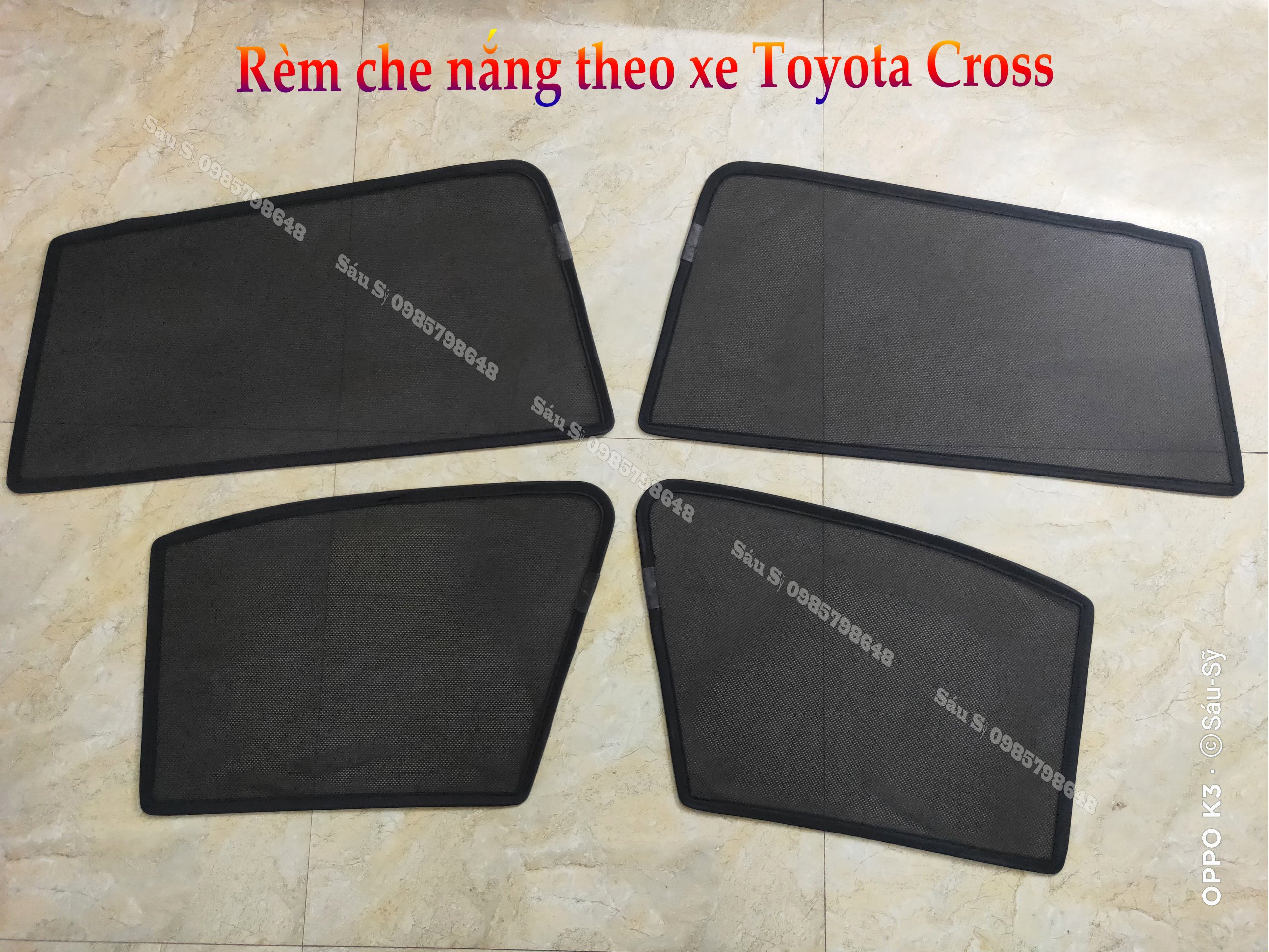 Bộ 4 tấm Rèm che nắng theo xe ô tô Toyota CROSS, Tấm che nắng ô tô nam châm tự dính