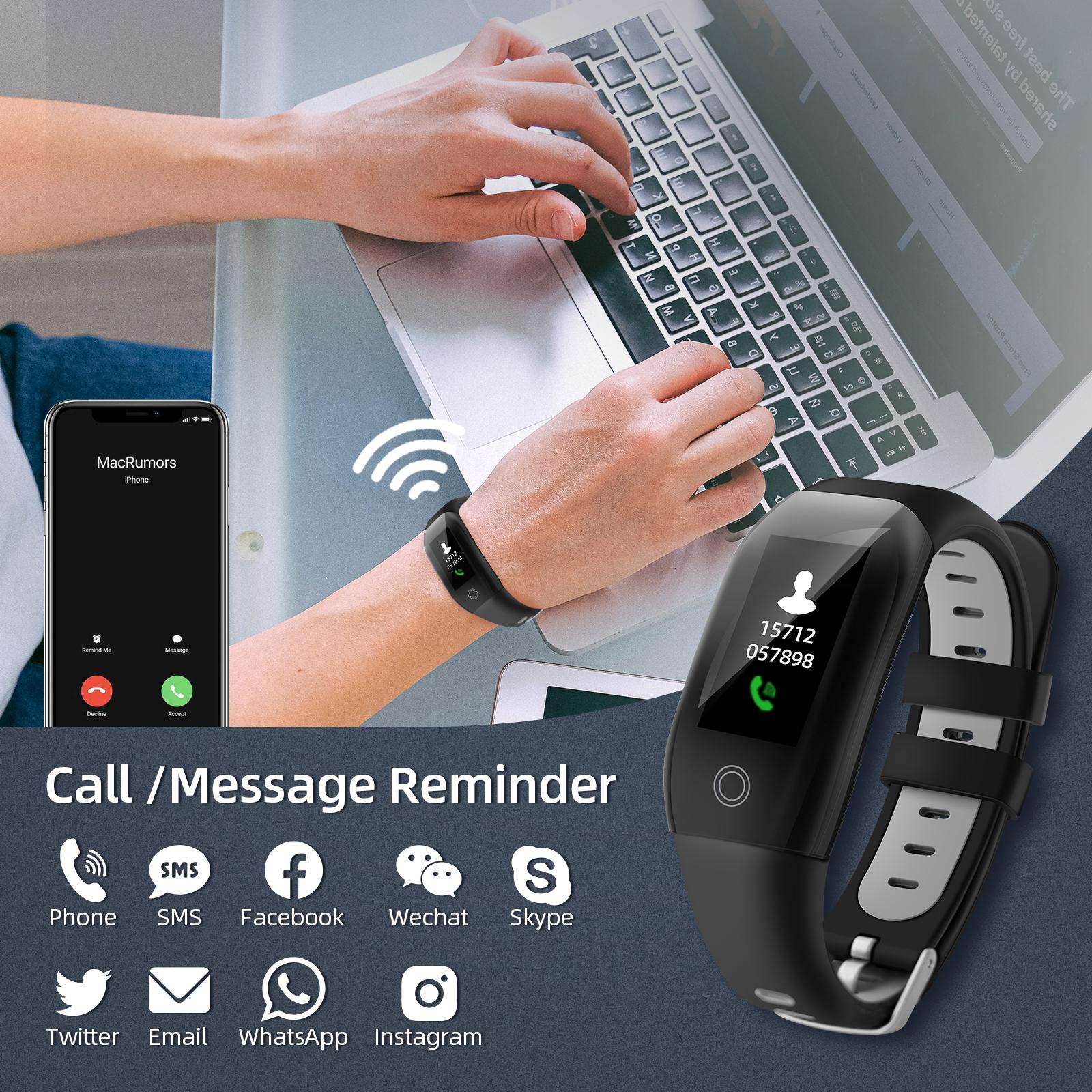 Máy theo dõi thể dục F21, máy theo dõi hoạt động, theo dõi nhịp tim, máy đo bàn đạp, IP68 không thấm nước, Đồng hồ thông minh thể thao dành cho nam giới
