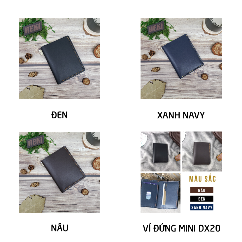 Ví Mini Kiểu Đứng Cao Cấp, Bóp Da Bò Thật Handmade Cầm Tay Nhỏ Gọn Thời Trang Nam Nữ DX20