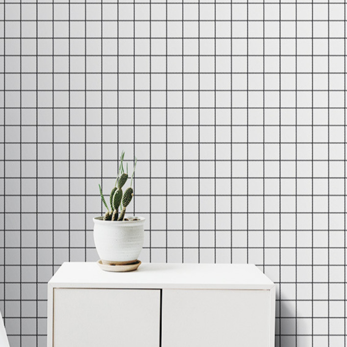 Cuộn 5m Decal Giấy Dán Tường ô kẻ nhỏ trắng