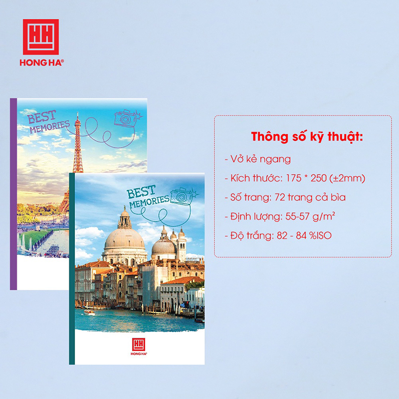 Lốc 10 quyển vở Hồng Hà 72 trang kẻ ngang 7mm Sao mai 1686 (Giao bìa ngẫu nhiên)