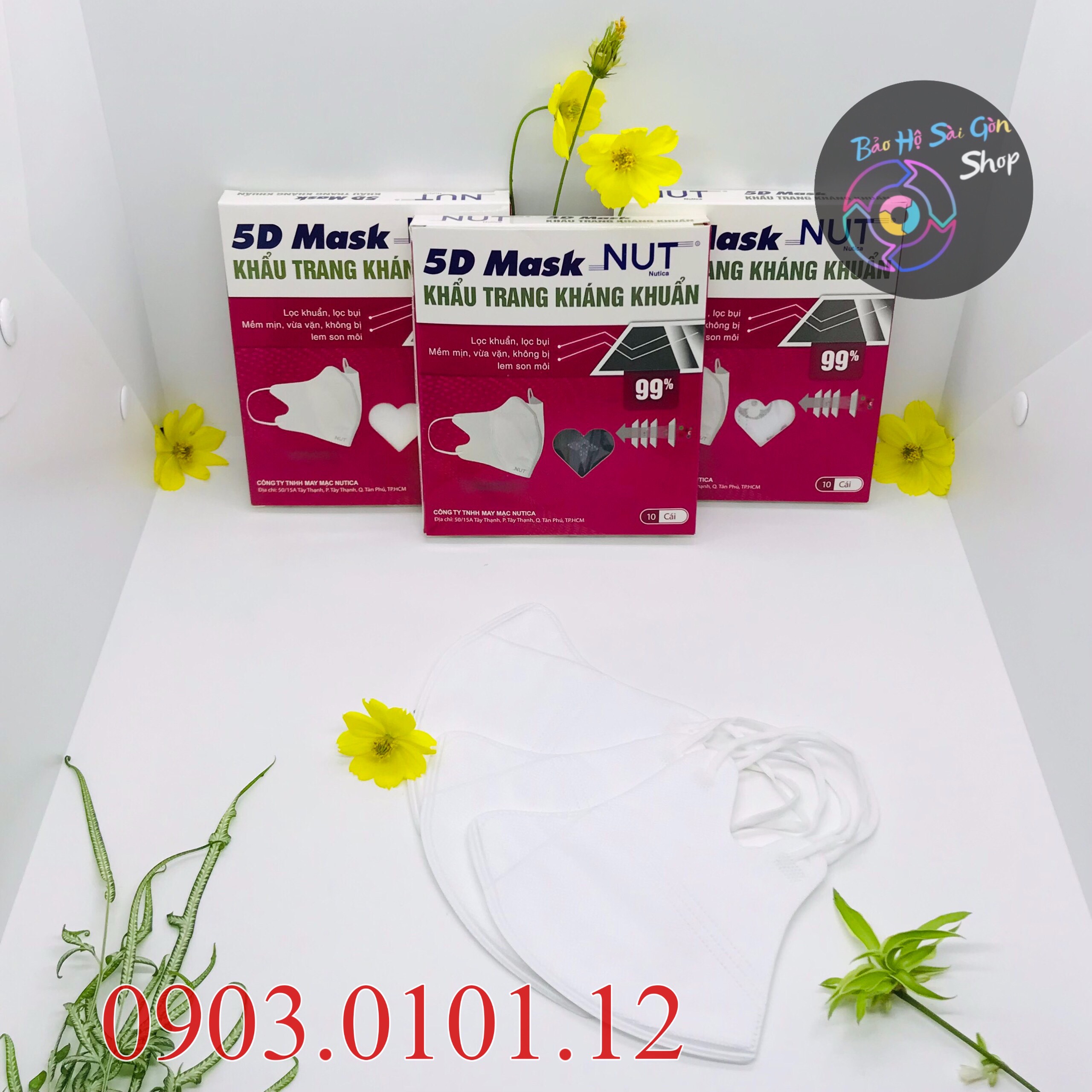 Khẩu trang 5d NUT, 5d người lớn hãng Nutica dây deo chắc chắn không ngộp không lem son