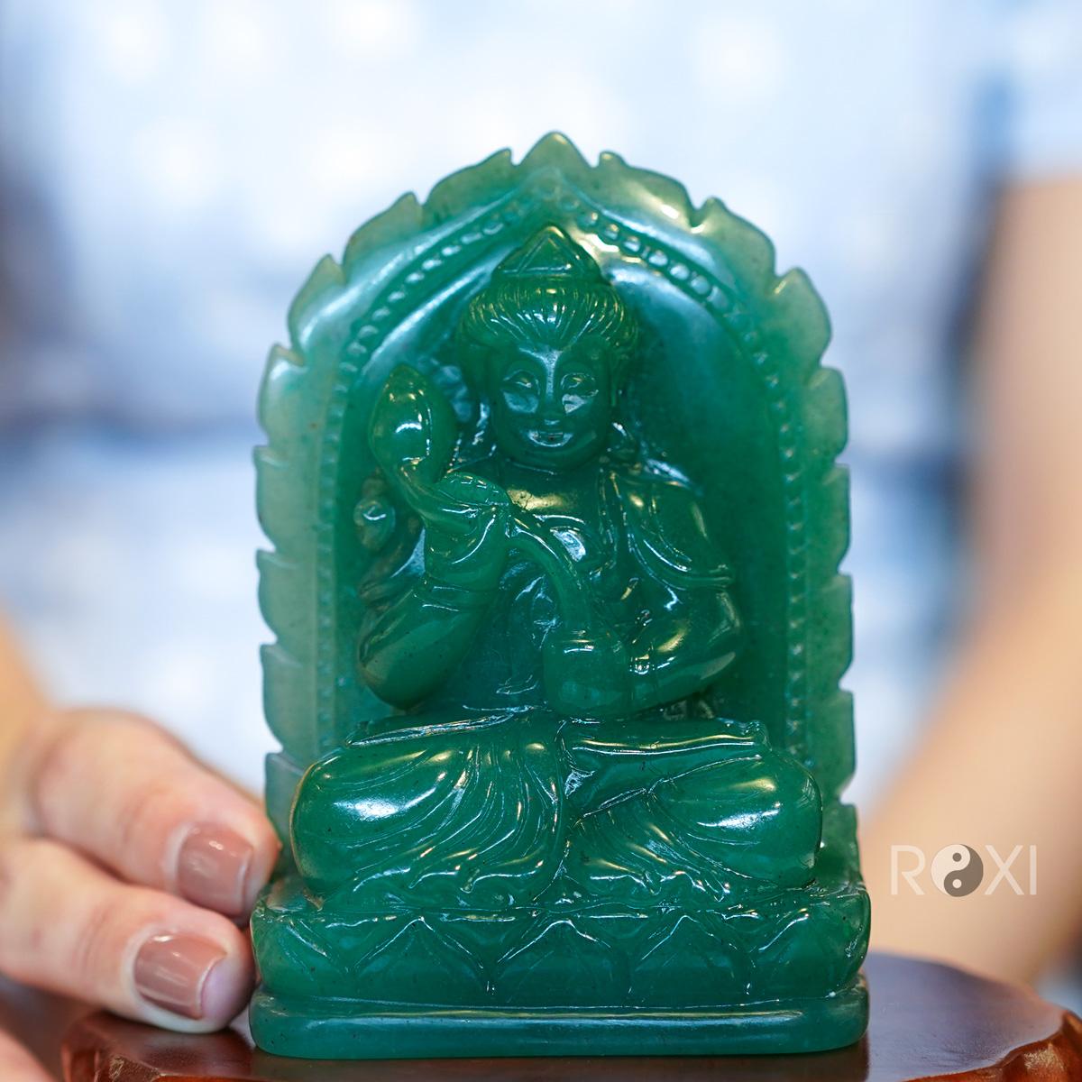 Tượng đặt xe/để bàn Đại thế chí bồ tát Thạch anh xanh