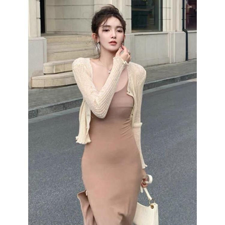 MS902 Áo khoác cardigan nữ dệt kim mỏng viền xoăn nhẹ nhàng