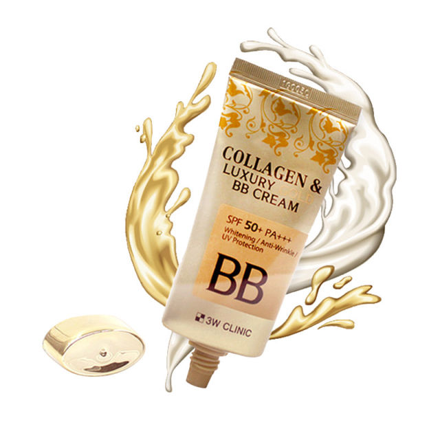 Kem nền trang điểm 3 trong 1 3W Clinic Collagen &amp; Luxury Gold BB Cream SPF50+ PA+++ 50ml