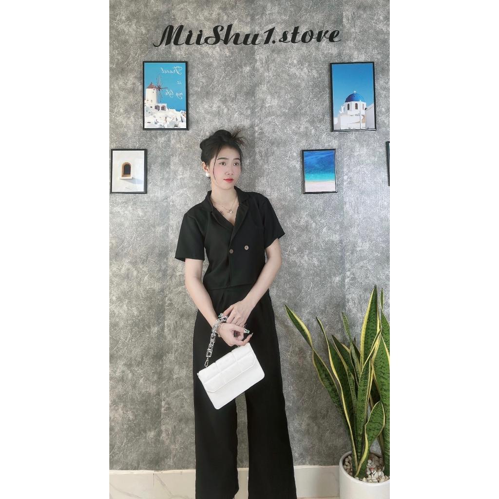 SET ĐỒ NỮ ÁO CROPTOP TAY NGẮN KÈM QUẦN DÀI