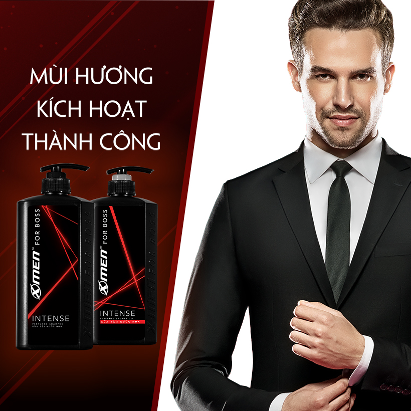 Combo Dầu gội nước hoa X-Men for Boss Intense 650g + Sữa tắm nước hoa X-Men for Boss Intense 650g