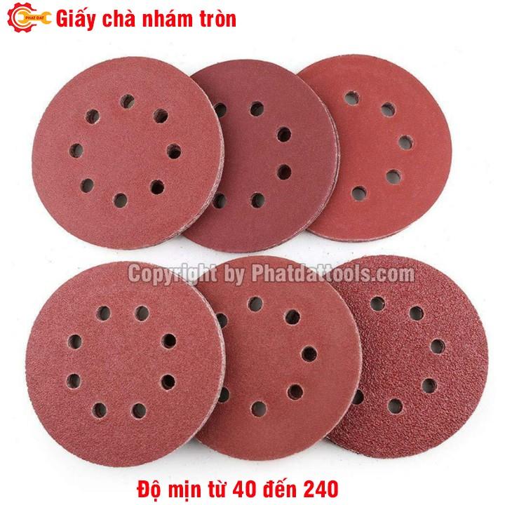 Hộp 100 tờ giấy chà nhám tròn các size 125mm-180mm-230mm-Độ nhám P40-P240