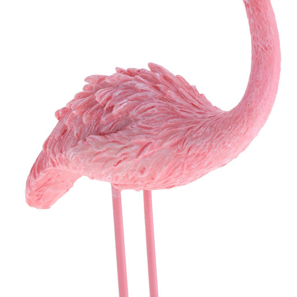 3pcs Flamingo Figurine Miniature Sculpture Glass Base Stand Table Ornament