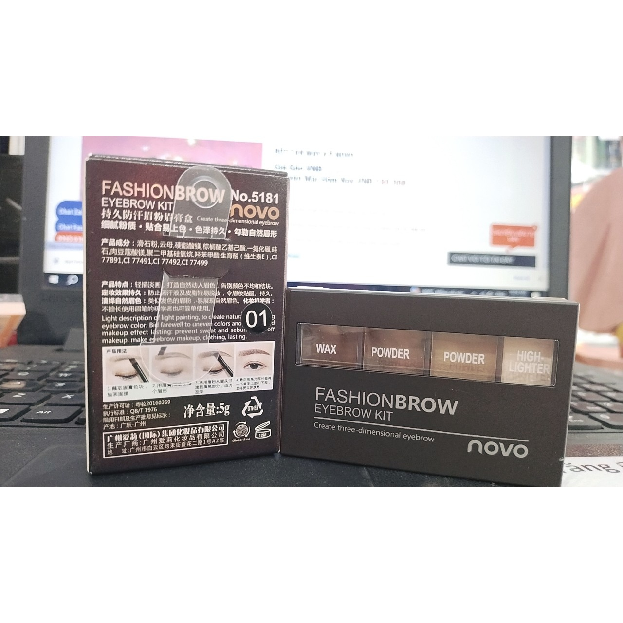 phấn bột đánh chân mày NOVO  FASHIONBROW 4 ô NO.5181 SỐ 1 ( không xuất hóa đơn đỏ )