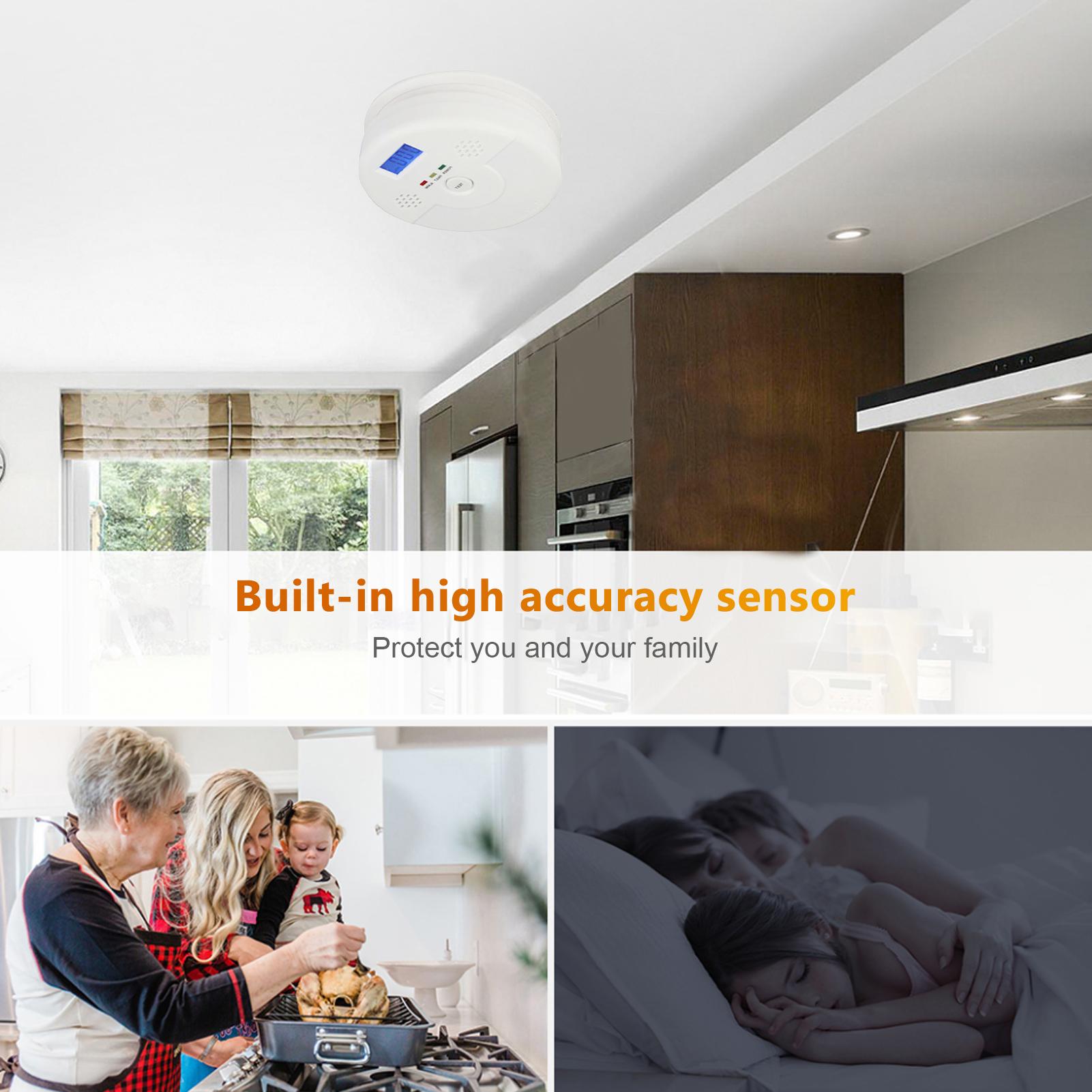 Máy dò nồng độ, cảnh báo CO, màn hình kỹ thuật số, chạy bằng pin