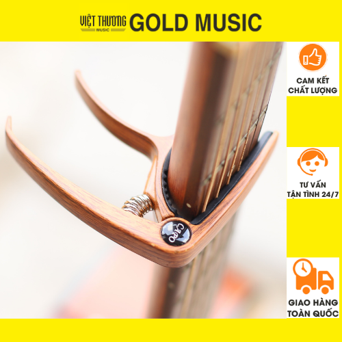 Capo đàn Guitar Acoustic Cao Cấp Gold CAPO1 màu gỗ - Capo đàn acoustic 2 chức năng kẹp tăng tone đàn, mở khóa đàn