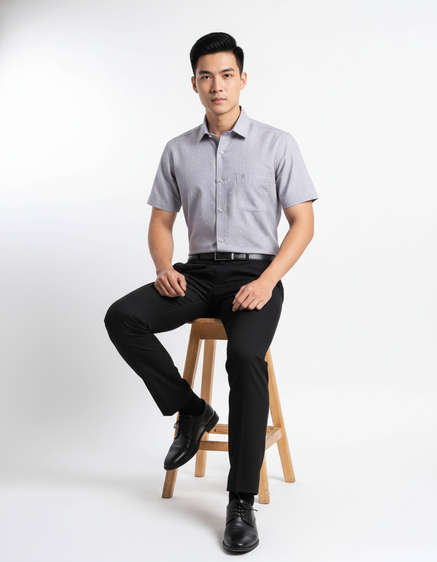 Áo sơ mi tay ngắn Khatoco (M-3XL)