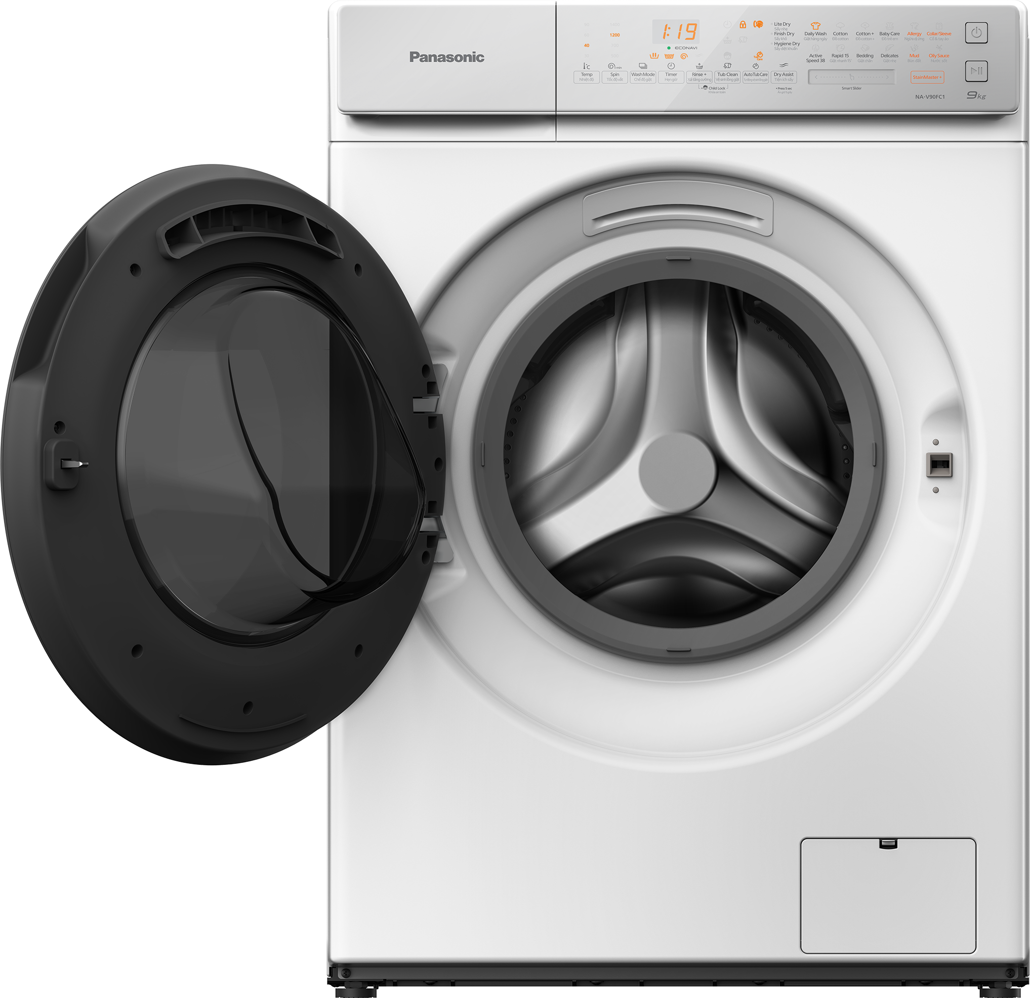 Máy Giặt Cửa Trước Panasonic 9 Kg NA-V90FC1WVT - Diệt khuẩn đến 99.99% - Tính năng sấy tiện ích - Hàng Chính Hãng (Trắng) - Giao Toàn Quốc