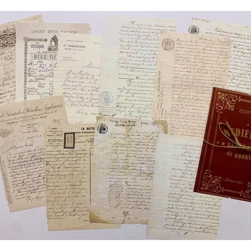 Set 10 Tấm Giấy Retro Manuscript Trang Trí Sổ Bullet Journal - Set Giấy Báo Cũ Vintage