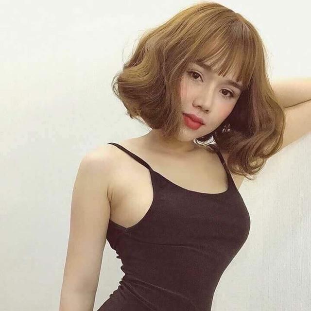 Tóc giả nguyên đầu cao cấp xoăn ngắn tặng kèm lược + lưới