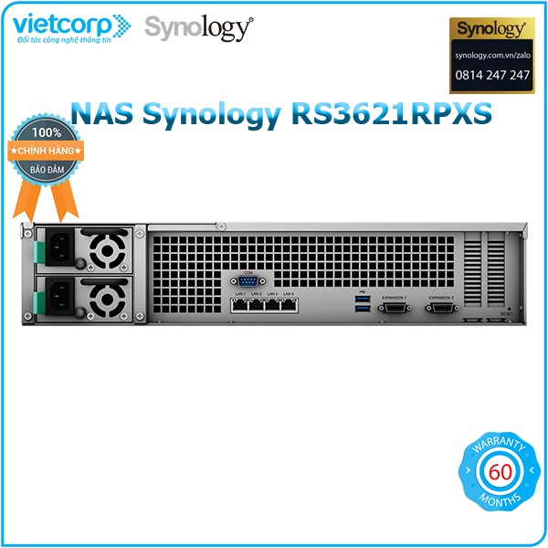 Thiết bị lưu trữ NAS Synology RS3621RPXS - Hàng Chính Hãng