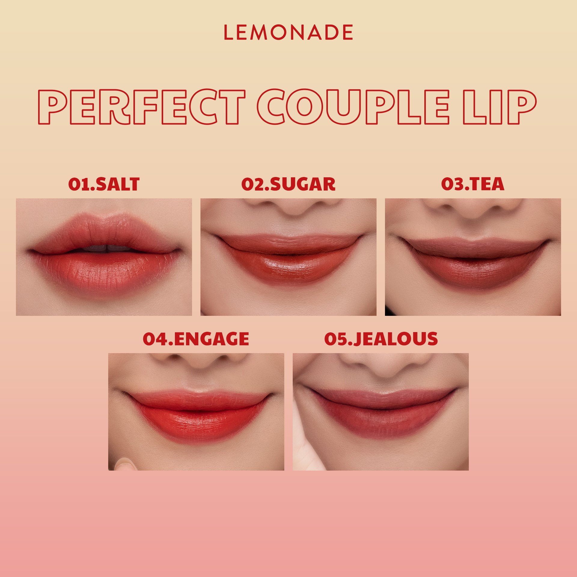 Combo 2 son kem lì phiên bản mới Lemonade Perfect Couple Lip Ver.2 (2 cây x 7.5g)