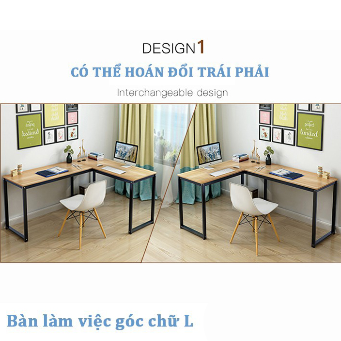 Bàn làm việc góc chữ L chân thẳng OCA34