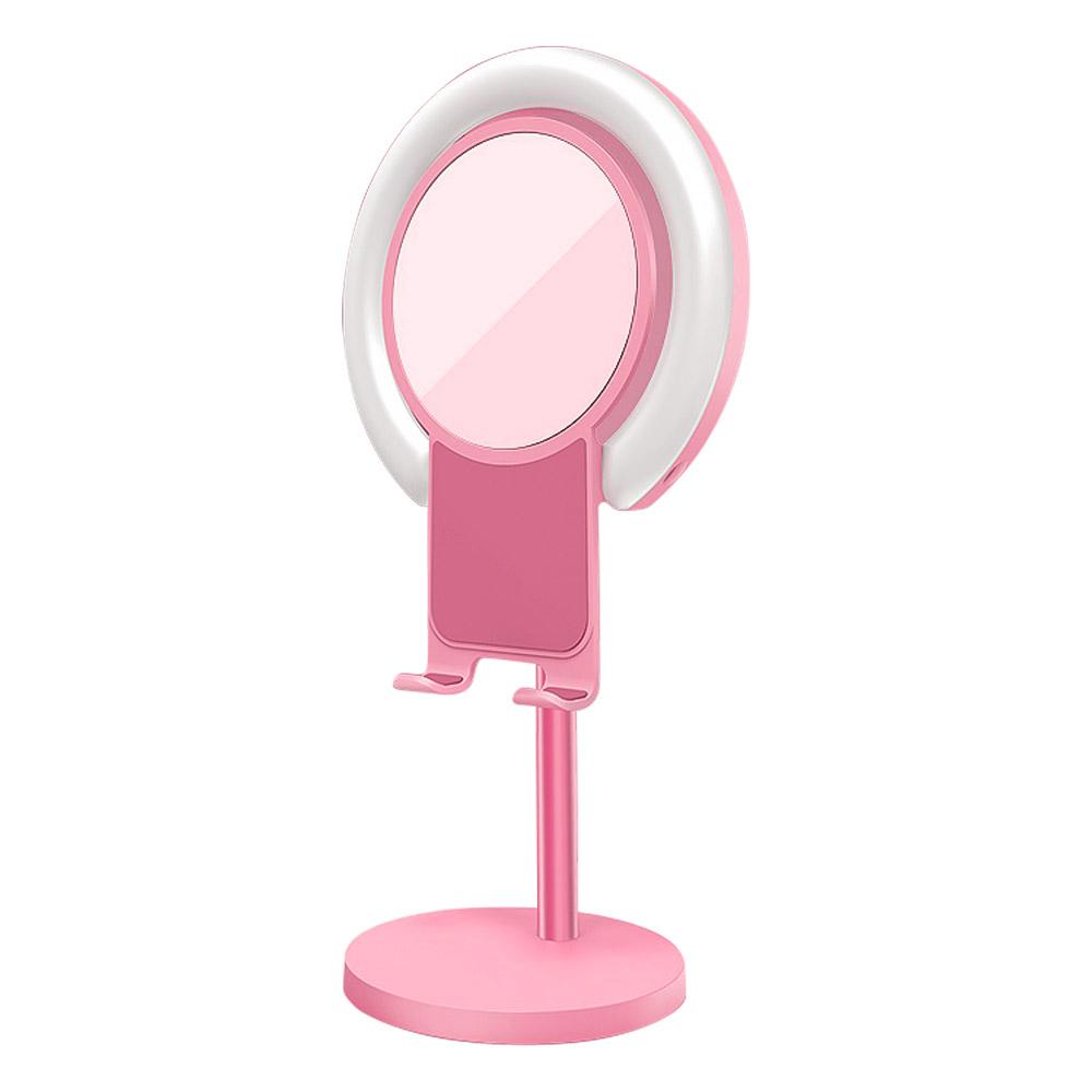 Đèn trang điểm LED Ring Light để bàn có chân đế,gương lớn và giá đỡ điện thoại di động, Hiệu ứng ánh sáng mềm mại - màu trắng