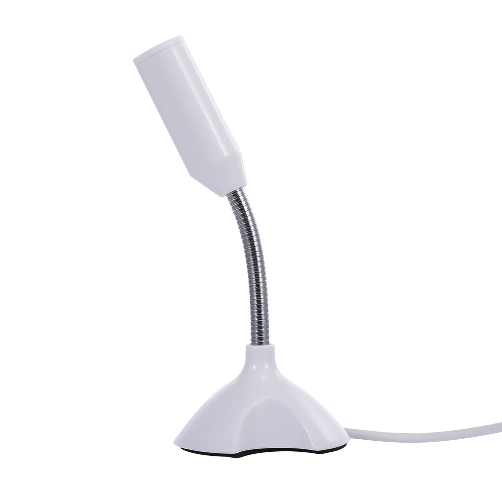 Micrô Mini USB Để Chat Hát Karaoke Cho PC Laptop Có Giá Đỡ, Màu Trắng