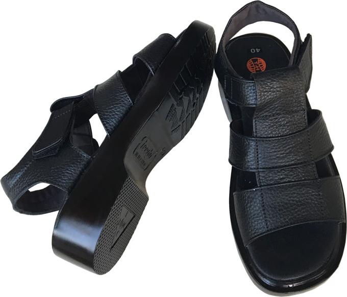 Giày sandal nam Trường Hải da bò thật mềm mại cao 5cm màu đen đế PU siêu nhẹ không trơn trượt chắc chắn HÌNH ẢNH THẬT SD791