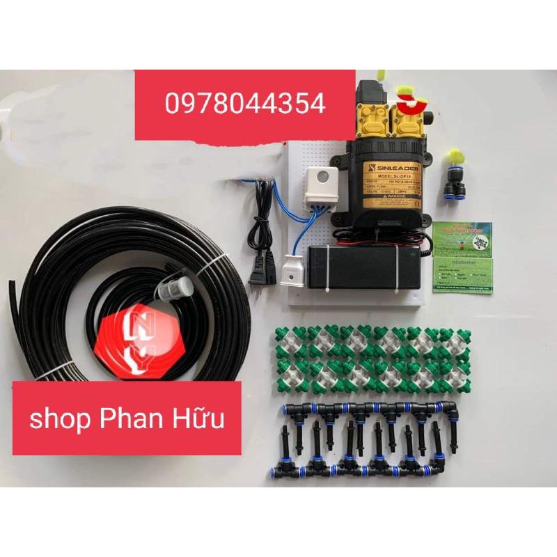 Bộ com bo tưới lan cây cảnh phun sương máy đôi Sinleader 12 béc 4 hướng ,20m dây có hẹn giờ tự động, smart wifi,