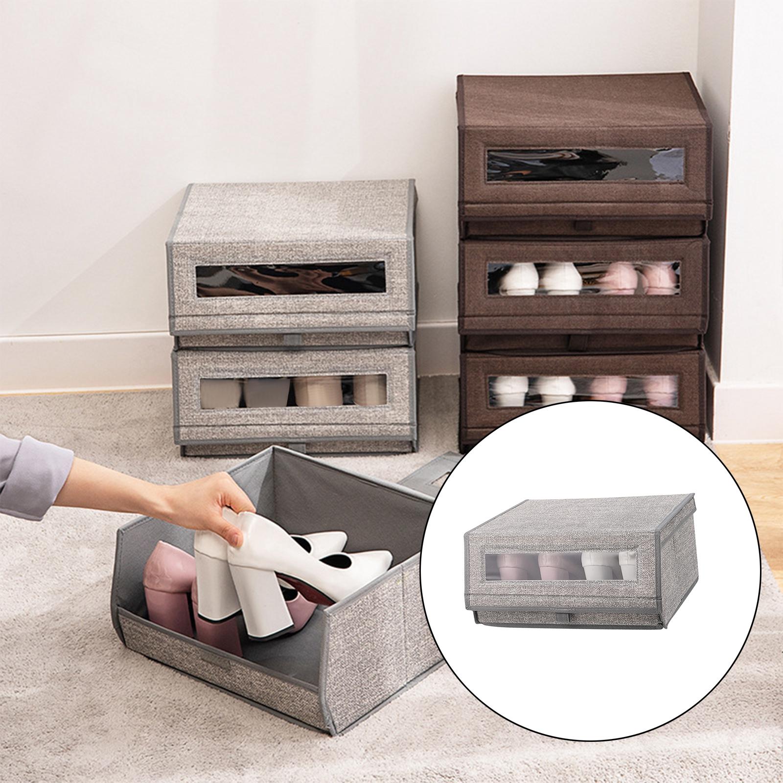 2x Shoe Storage Box Bins Closet Underwear Sundries Organizer with Window