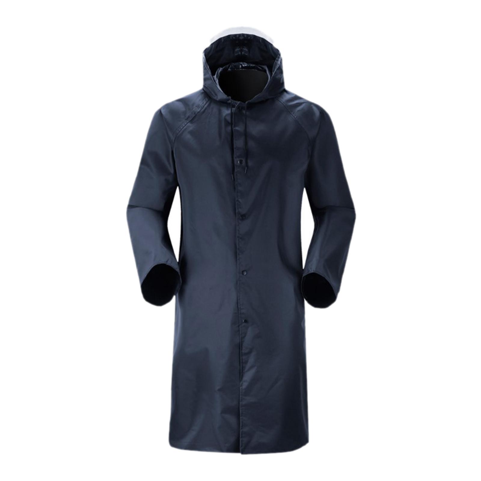 Waterproof Hooded Rain Jacket Lightweight Windproof Outdoor Long Raincoat L