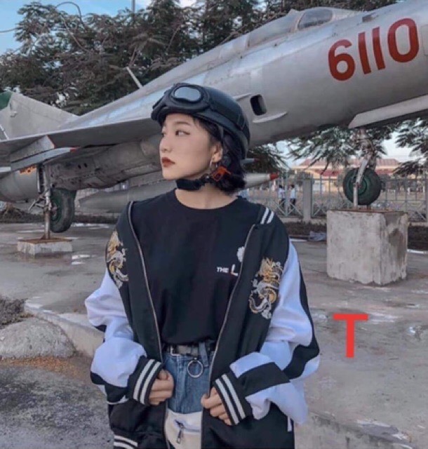 Áo khoác bomber nữ logo thêu rồng , vải gió phong cách trẻ trung Ulzzang hot trend